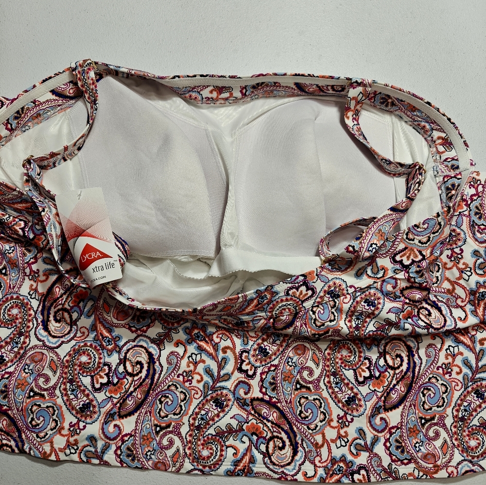 New Lands' End Paisley Tankini Swim Top Women's Size 26W. - Picture 3 of 4